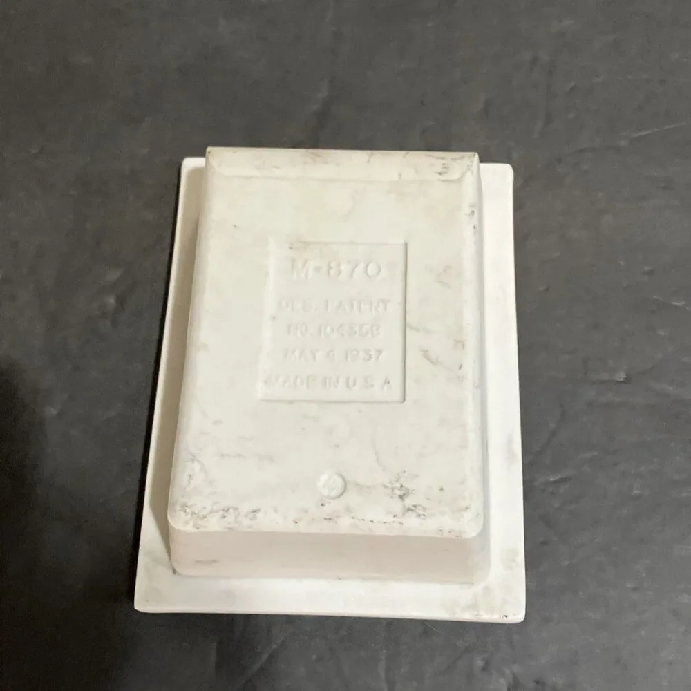 Vintage Antique White Porcelain Wall Mount Soap Dish 1937 Bathroom Fixture M-870